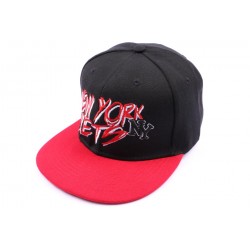 Casquette NY fitted noire et visière rouge CASQUETTES Hip Hop Honour