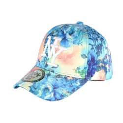 Casquette NY Enfant Bleue fleurs beiges Bali 7 à 12 ans ANCIENNES COLLECTIONS divers