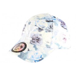 Casquette enfant bleu et blanche à fleurs NY Pasty de 7 à 12 ans ANCIENNES COLLECTIONS divers