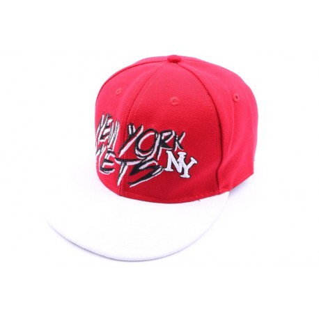 Casquette fitted rouge et visière blanche CASQUETTES Hip Hop Honour