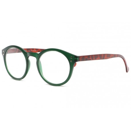 Lunettes lecture rondes fantaisies vertes et marron retro Syra Lunettes Loupes Proloupe