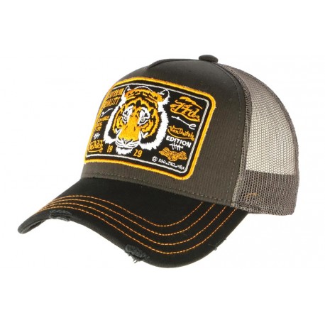 Casquette Von Dutch Grise Tiger Edition Tête de Tigre Trucker CASQUETTES VON DUTCH