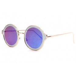 Lunettes soleil miroir bleues rondes fashion dorees Gaxy LUNETTES SOLEIL Eye Wear