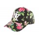 Casquette Enfant Noire Fleurs Roses NY Bora de 7 à 12 ans ANCIENNES COLLECTIONS divers