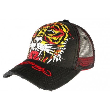 Casquette Ed Hardy Noire et Rouge Tiger Basic Trucker Fashion ANCIENNES COLLECTIONS divers