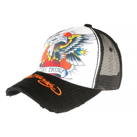 Casquette Ed Hardy Noire et Blanche Eagle Brave Hearts Trucker ANCIENNES COLLECTIONS divers