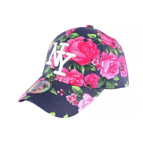 Casquette Enfant bleue Fleurs Roses NY Bora de 7 à 12 ans ANCIENNES COLLECTIONS divers