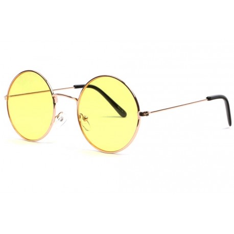 Lunettes soleil rondes jaunes et dorees Fashion Odala LUNETTES SOLEIL Eye Wear