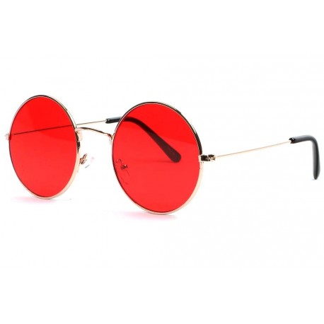 Lunettes soleil rondes rouges et dorees Fashion Odala LUNETTES SOLEIL Eye Wear