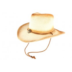 Chapeau Cowboy Country Paille Beige et Marron Khelton CHAPEAUX Léon montane