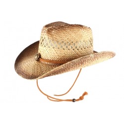 Chapeau Cowboy Country Paille Marron Vintage Cheyney CHAPEAUX Léon montane