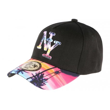 Casquette NY Bleue Rose Visiere Baseball Fashion Tropic Night CASQUETTES Hip Hop Honour