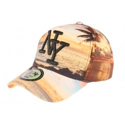 Casquette NY Orange et Bleue Baseball Fashion Tropical Night ANCIENNES COLLECTIONS divers