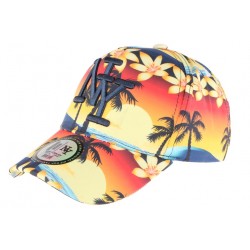 Casquette NY Orange et Bleue Baseball Fashion Tropic Flower ANCIENNES COLLECTIONS divers