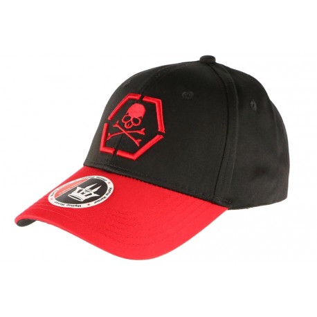 Casquette Baseball Noire et Rouge Tete de Mort Fashion Hexkyl ANCIENNES COLLECTIONS divers