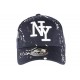 Casquette NY Bleue et Blanche Look Tagué Streetwear Baseball Paynter CASQUETTES Hip Hop Honour