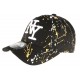 Casquette NY Jaune et Noire Look Tagué Streetwear Baseball Paynter CASQUETTES Hip Hop Honour