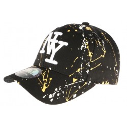 Casquette NY Jaune et Noire Look Tagué Streetwear Baseball Paynter CASQUETTES Hip Hop Honour