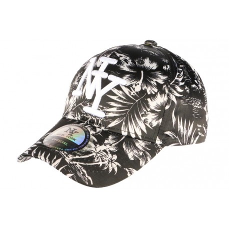 Casquette NY Noire et Blanche Tropical Baseball Fashion CASQUETTES Hip Hop Honour