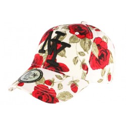 Casquette NY Rouge et Blanche Florale Fashion Baseball Bora ANCIENNES COLLECTIONS divers