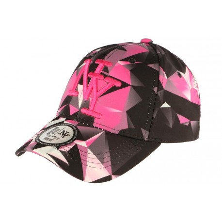 Casquette Baseball Rose Fluo et Noire NY Tendance Axy ANCIENNES COLLECTIONS divers