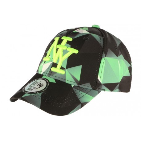 Casquette Baseball Vert Fluo et Noire NY Tendance Axy ANCIENNES COLLECTIONS divers