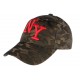 Casquette NY Militaire Marron et Rouge Graphisme Baseball Armee Koft CASQUETTES Hip Hop Honour