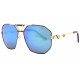 Grosses Lunettes Soleil Miroir Bleu Monture Noire et Doree Fashion Kan ANCIENNES COLLECTIONS divers