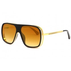 Grosses Lunettes soleil Miroir Dore Grande Monture Noire et Or Fashion Arty LUNETTES SOLEIL SOLEYL