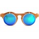 Lunettes soleil Rondes Miroir Bleu Monture Bois Fantaisie Roby LUNETTES SOLEIL SOLEYL