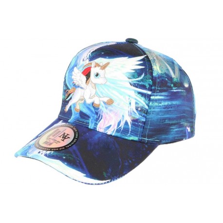 Casquette Enfant Licorne Bleue et Blanche Baseball Broderie Tendance Elfy ANCIENNES COLLECTIONS divers