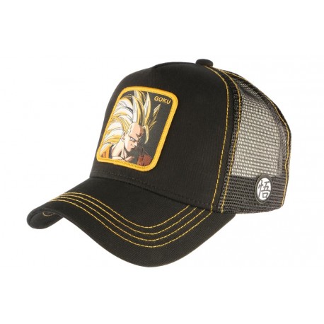 Casquette Goku Dragon Ball Z Noire et Jaune Saiyan Trucker Capslap ANCIENNES COLLECTIONS divers