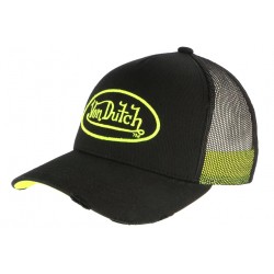 Casquette Von Dutch Jaune Fluo et Noire Filet Baseball Neo CASQUETTES VON DUTCH