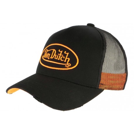 Casquette Von Dutch Orange et Noire Trucker Baseball Neo CASQUETTES VON DUTCH