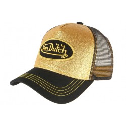 Casquette Von Dutch Doree Gold et Noire Flakes Baseball Fashion CASQUETTES VON DUTCH