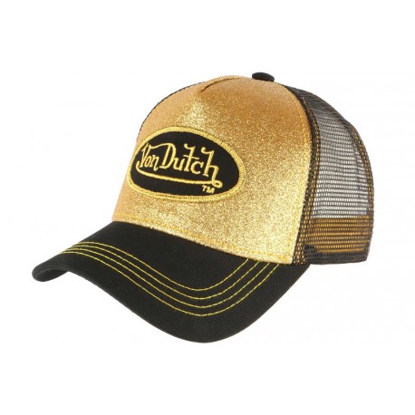 Casquette Von Dutch Doree Gold et Noire Flakes Baseball Fashion CASQUETTES VON DUTCH