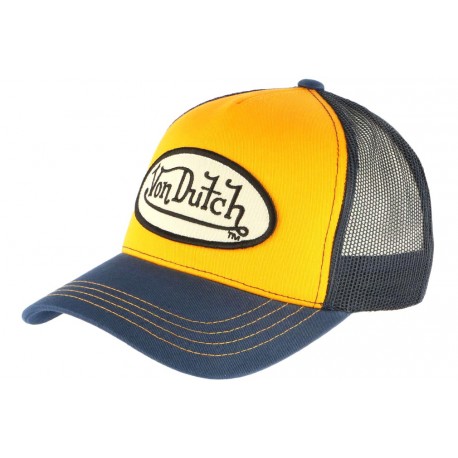 Casquette Von Dutch Orange Visiere bleue Colors Baseball Trucker Fashion CASQUETTES VON DUTCH