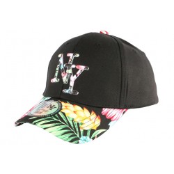 Casquette Enfant Noire et Rouge Fleurs Gili Baseball NY de 7 à 12 ans Casquette Enfant Hip Hop Honour