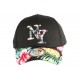 Casquette Enfant Noire et Rouge Fleurs Gili Baseball NY de 7 à 12 ans Casquette Enfant Hip Hop Honour