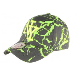 Casquette Enfant Vert Fluo et Noire Spider Fashion NY Baseball de 7 à 12 ans ANCIENNES COLLECTIONS divers