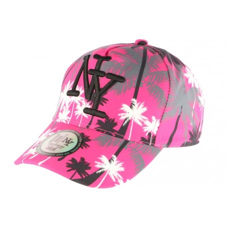 Casquette Enfant Rose et Noire Cocotiers Fashion Baseball NY Exotic 7 a 12 ans ANCIENNES COLLECTIONS divers