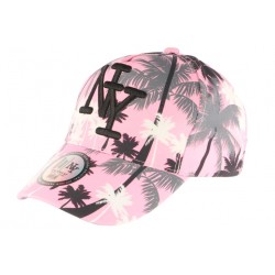 Casquette Baseball Rose et Grise Cocotiers Fashion NY Exotic ANCIENNES COLLECTIONS divers