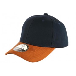 Casquette Enfant Bleu Visiere Cuir Marron Baseball Neyl de 7 à 11 ans Casquette Enfant Hip Hop Honour