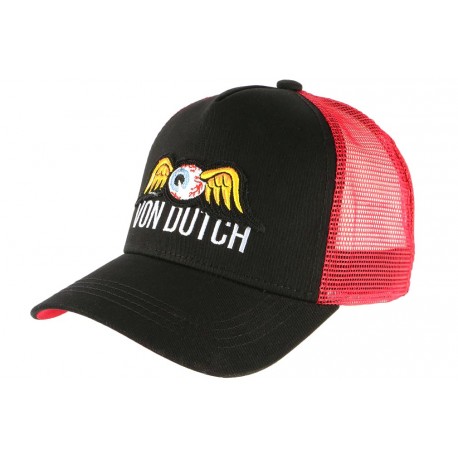 Casquette Von Dutch Rouge et Noire Eye Ball Baseball Trucker USA CASQUETTES VON DUTCH