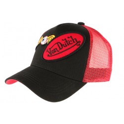 Casquette Von Dutch Rouge et Noire Baseball Trucker Double Griffe ANCIENNES COLLECTIONS divers