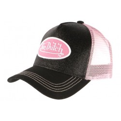 Casquette Von Dutch Noire et Rose Strass Baseball Fashion Flakes CASQUETTES VON DUTCH