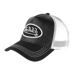 Casquette Von Dutch Noire et Blanche Strass Baseball Fashion Flakes CASQUETTES VON DUTCH