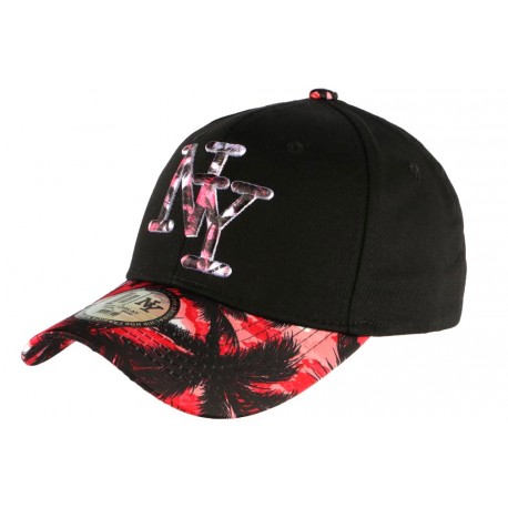 Casquette Enfant Noire et Rouge Fashion Hawai Baseball NY de 7 à 12 ans Casquette Enfant Hip Hop Honour