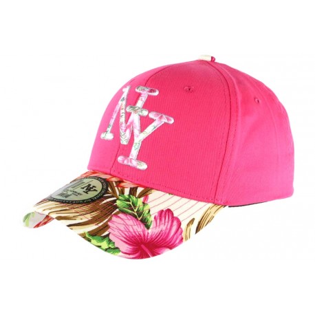 Casquette NY Rose et Beige Fleurs Gili Baseball Fashion Tropic ANCIENNES COLLECTIONS divers