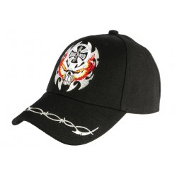 Casquette Biker Tete de Mort et Croix de Malte Ride Hard Baseball Motard CASQUETTES Nyls Création